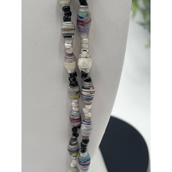 Multicolor Double Strand Paper
Bead Necklace - Picture 6 of 11